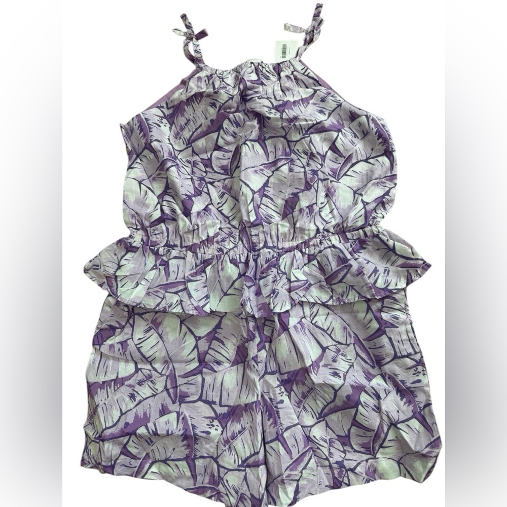 Janie and Jack Purple Leaf Print Romper